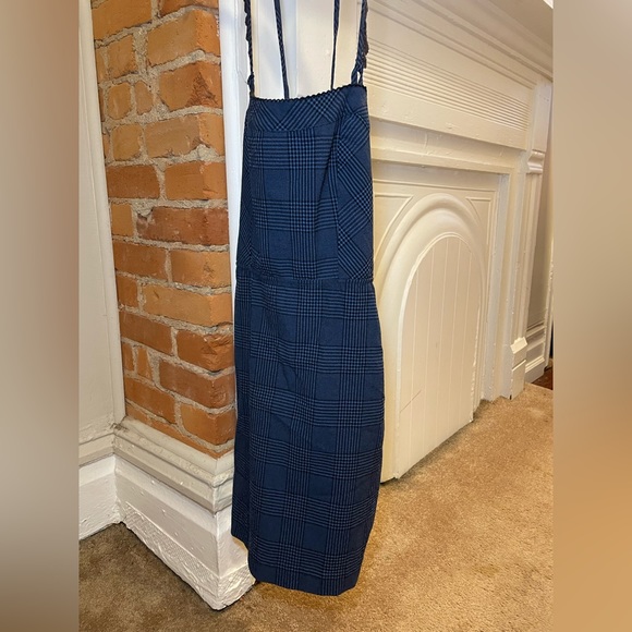 Blue and black plaid smock dress open back - Picture 1 of 2